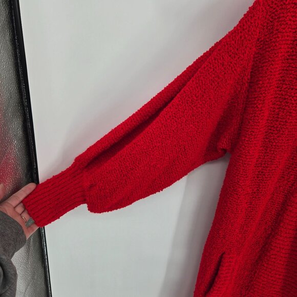 Sideffects vintage Medium Red chunky knit longline open front sweater cardigan - Picture 2 of 10